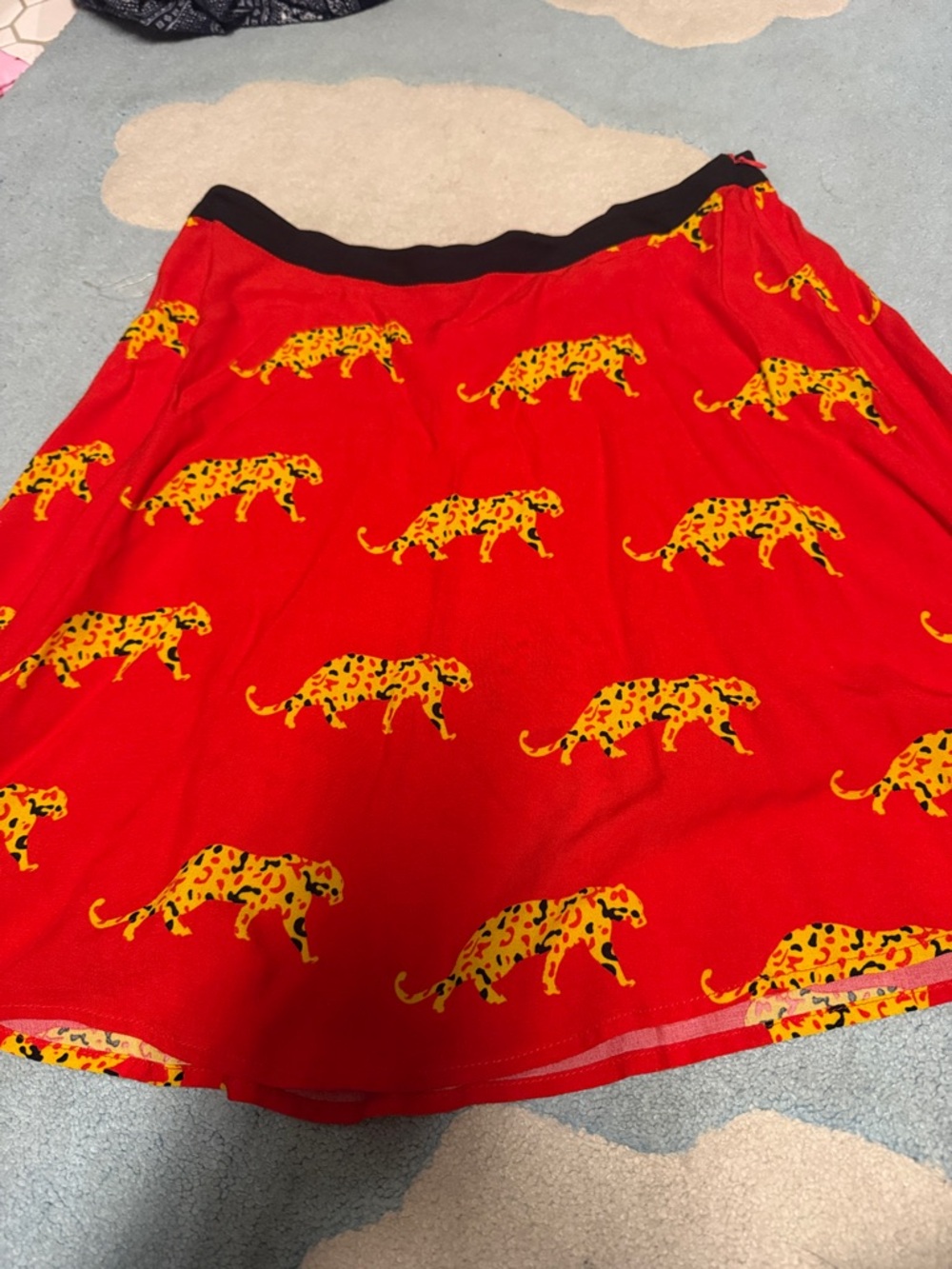 Red Leopard Print A-Line mini skirt, size M